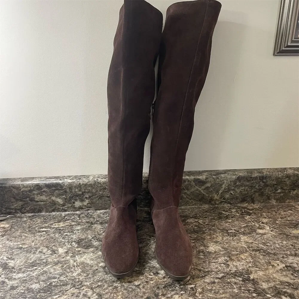 Aerosoles Women's Brown Knee-High Boots Size US 6 Zip Closure
